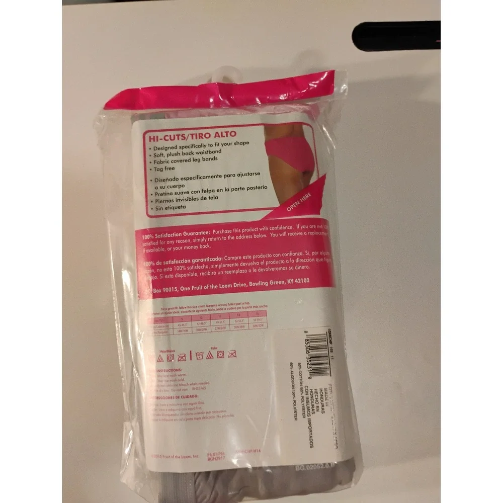Fruit of the Loom fit for Me Heather Hi-Cuts Panties Size 11 Comfort Leg Bands